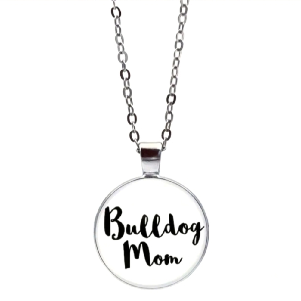 Super cute bulldog mom necklace